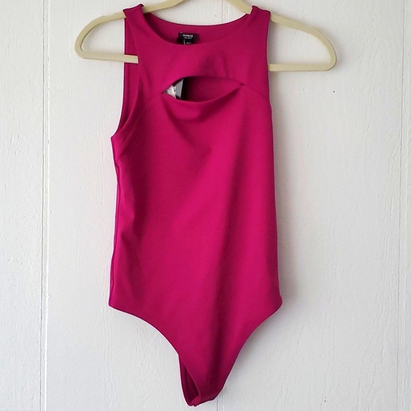 NWT Express Body Contour Sleeveless High Neck Front Cutout Thong Bodysuit - Picture 2 of 7